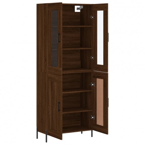 Buffet haut Chêne marron 69,5x34x180 cm Bois d'ingénierie