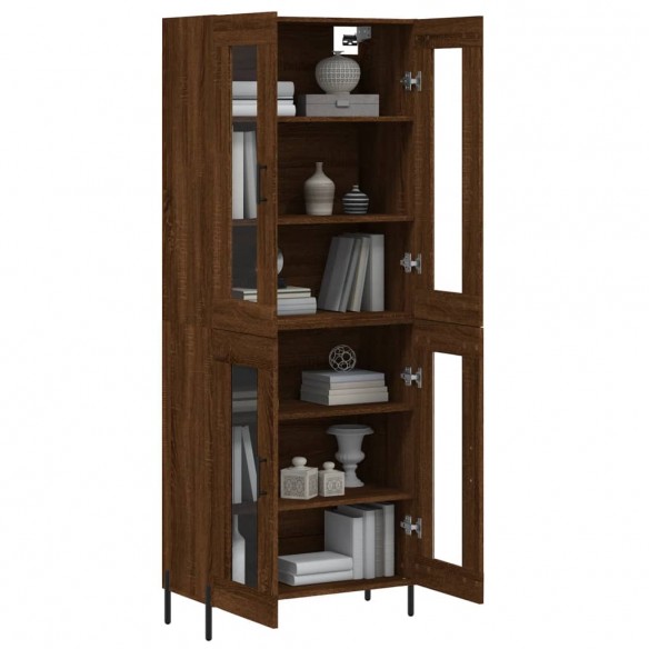 Buffet haut Chêne marron 69,5x34x180 cm Bois d'ingénierie