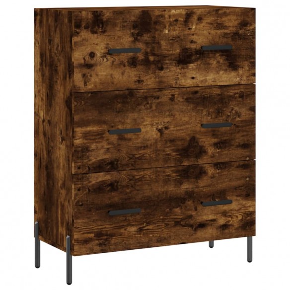 Buffet haut Chêne fumé 69,5x34x180 cm Bois d'ingénierie