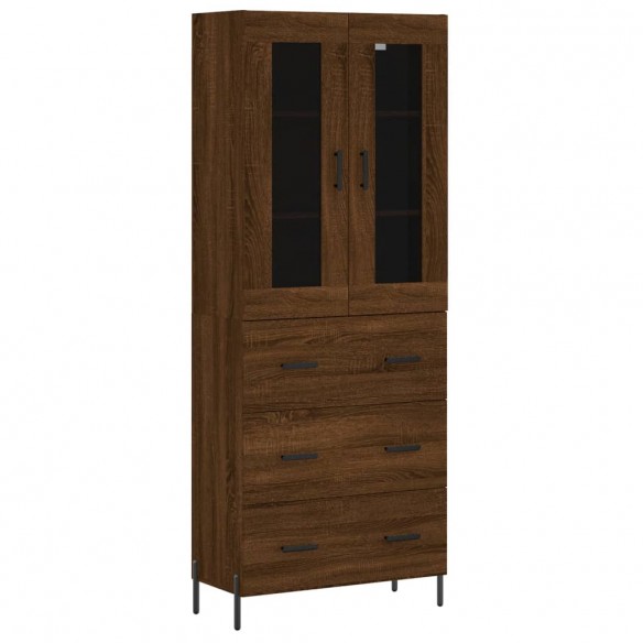 Buffet haut Chêne marron 69,5x34x180 cm Bois d'ingénierie