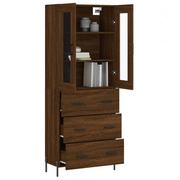 Buffet haut Chêne marron 69,5x34x180 cm Bois d'ingénierie