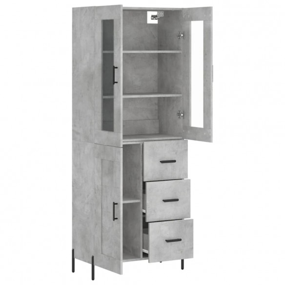 Buffet haut Gris béton 69,5x34x180 cm Bois d'ingénierie