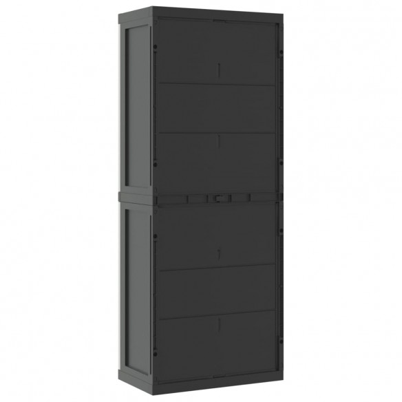 Armoire de rangement d'extérieur gris et noir 65x37x165 cm PP