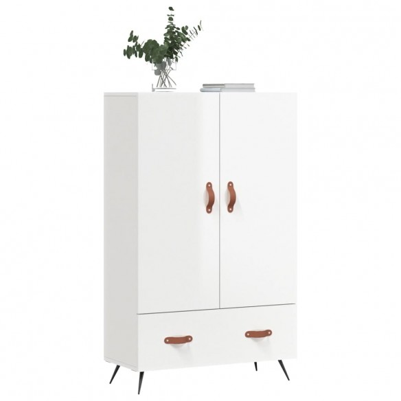 Buffet haut blanc brillant 69,5x31x115 cm bois d'ingénierie