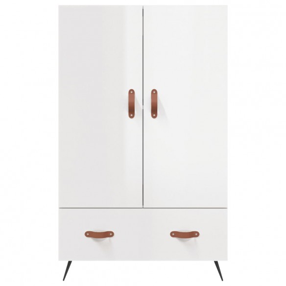 Buffet haut blanc brillant 69,5x31x115 cm bois d'ingénierie