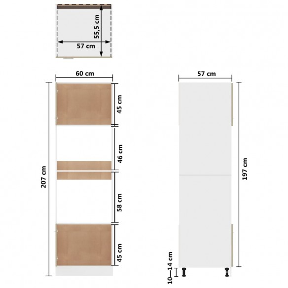 Armoire à micro-ondes Chêne sonoma 60x57x207 cm Aggloméré