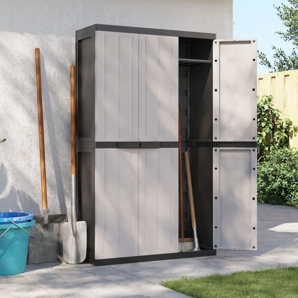 Armoire de rangement d'extérieur gris et noir 97x37x165 cm PP