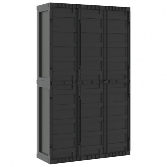 Armoire de rangement d'extérieur gris et noir 97x37x165 cm PP