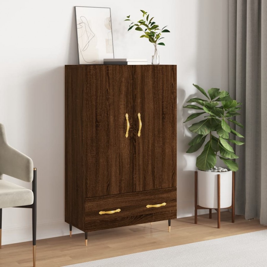 Buffet haut chêne marron 69,5x31x115 cm bois d'ingénierie