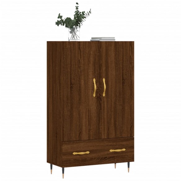 Buffet haut chêne marron 69,5x31x115 cm bois d'ingénierie