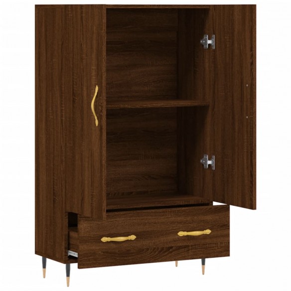 Buffet haut chêne marron 69,5x31x115 cm bois d'ingénierie