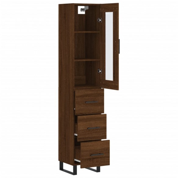 Buffet haut Chêne marron 34,5x34x180 cm Bois d'ingénierie