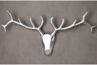 Trophée mural design Tête de Cerf 90 cm en aluminium argenté