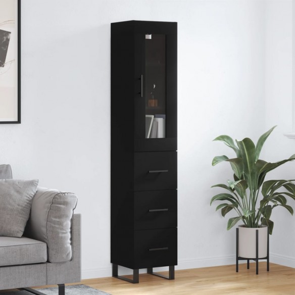 Buffet haut Noir 34,5x34x180 cm Bois d'ingénierie