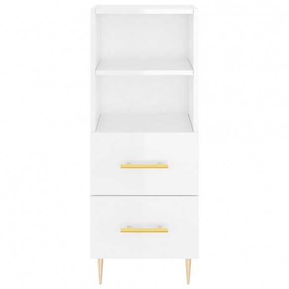 Buffet haut Blanc brillant 34,5x34x180 cm Bois d'ingénierie