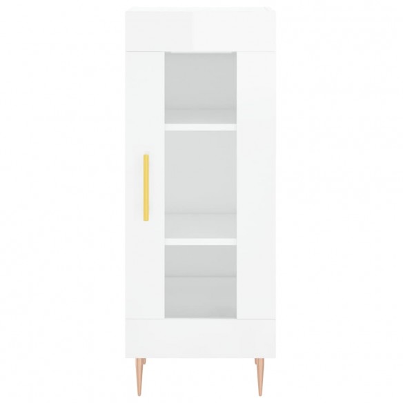 Buffet haut Blanc brillant 34,5x34x180 cm Bois d'ingénierie