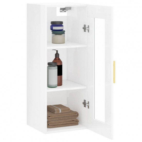 Armoire murale blanc brillant 34,5x34x90 cm