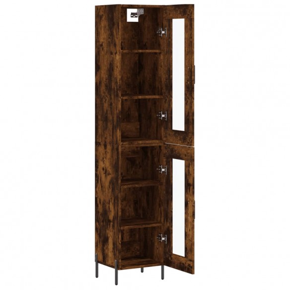 Buffet haut Chêne fumé 34,5x34x180 cm Bois d'ingénierie