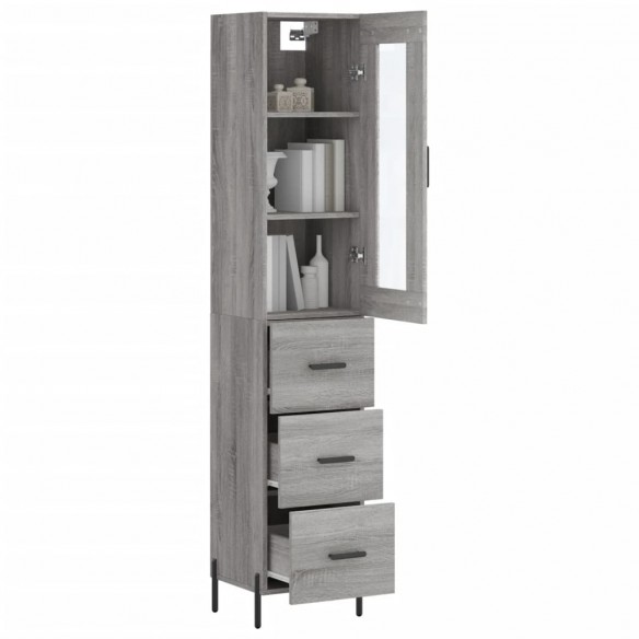 Buffet haut Sonoma gris 34,5x34x180 cm Bois d'ingénierie