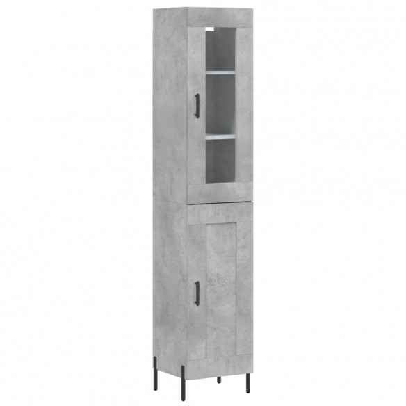 Buffet haut Gris béton 34,5x34x180 cm Bois d'ingénierie