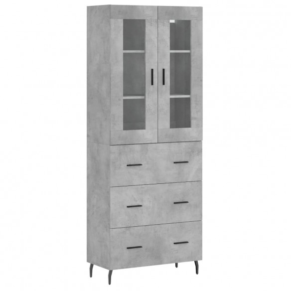 Buffet haut Gris béton 69,5x34x180 cm Bois d'ingénierie