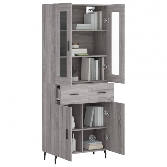 Buffet haut Sonoma gris 69,5x34x180 cm Bois d'ingénierie