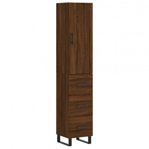 Buffet haut Chêne marron 34,5x34x180 cm Bois d'ingénierie