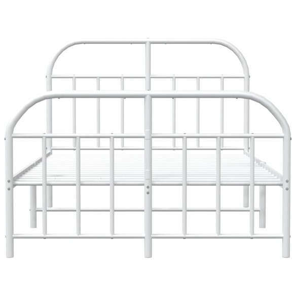 Cadre de lit métal avec tête de lit/pied de lit blanc 120x200cm