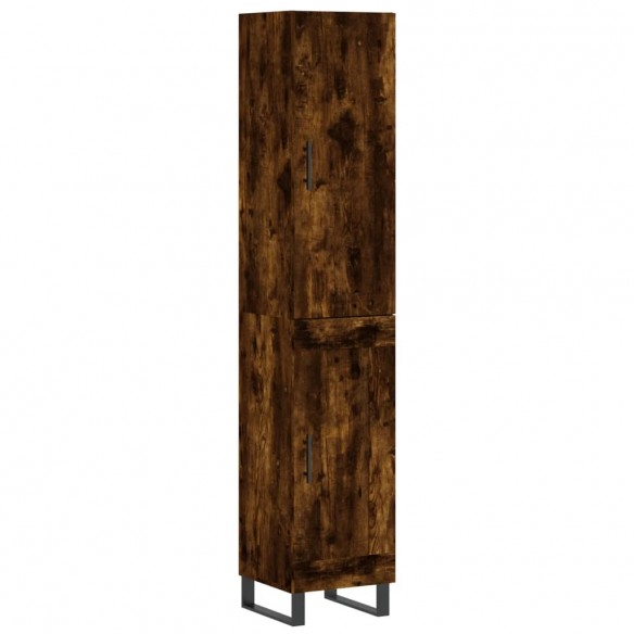 Buffet haut Chêne fumé 34,5x34x180 cm Bois d'ingénierie