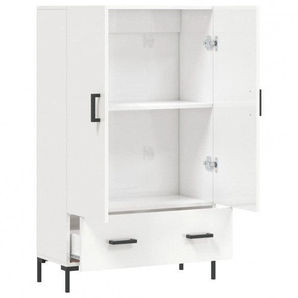 Buffet haut blanc brillant 69,5x31x115 cm bois d'ingénierie