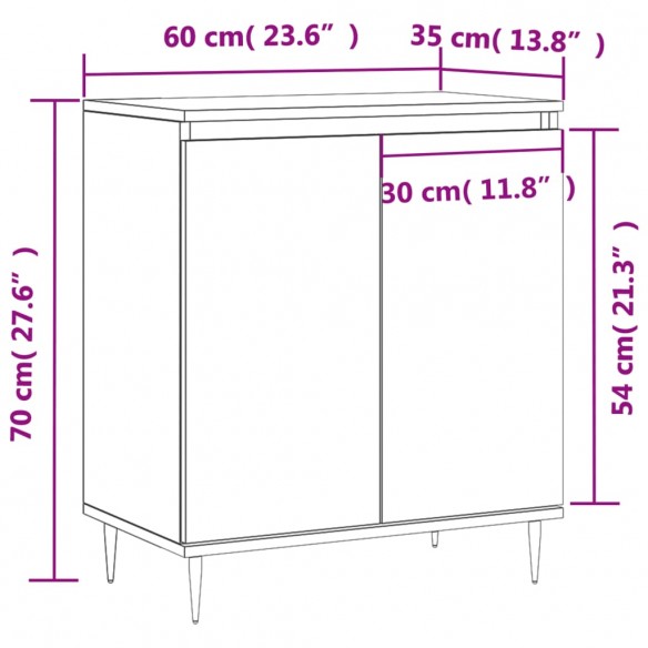 Buffet Chêne marron 60x35x70 cm Bois d'ingénierie