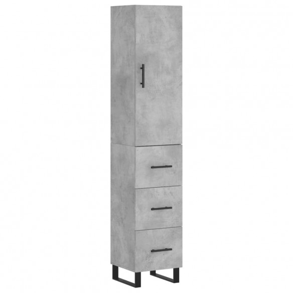 Buffet haut Gris béton 34,5x34x180 cm Bois d'ingénierie