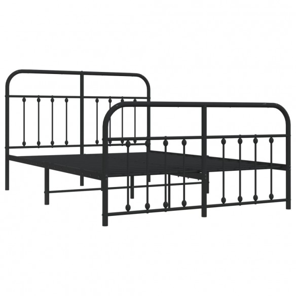 Cadre de lit métal avec tête de lit/pied de lit noir 150x200 cm
