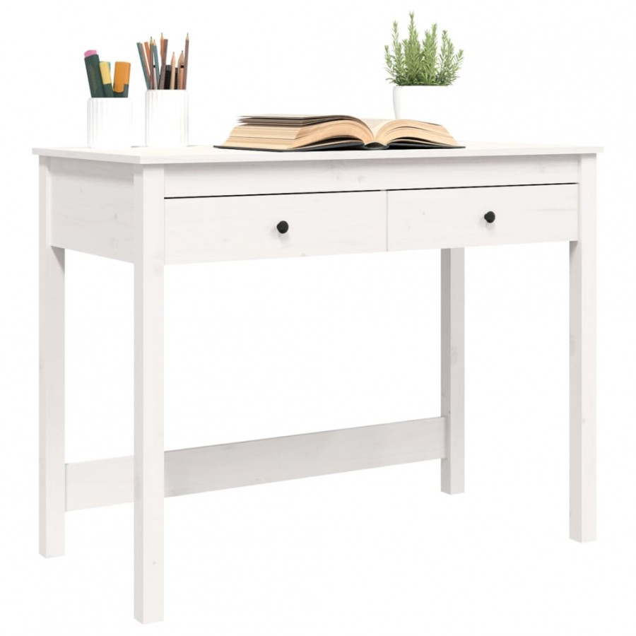 Bureau avec tiroirs Blanc 100x50x78 cm Bois massif de pin