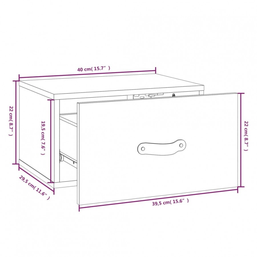 Tables de chevet murales 2 pcs 40x29,5x22 cm