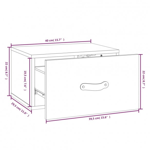 Tables de chevet murales 2 pcs 40x29,5x22 cm