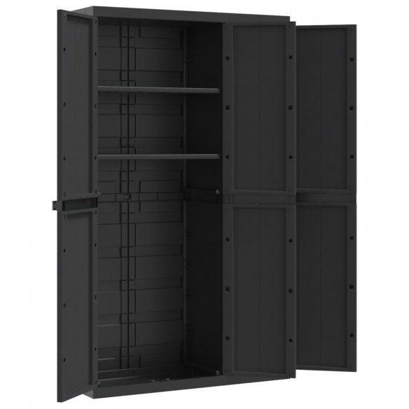 Armoire de rangement d'extérieur noir 97x37x165 cm PP