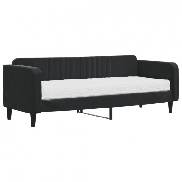 Lit de jour avec matelas noir 80x200 cm velours