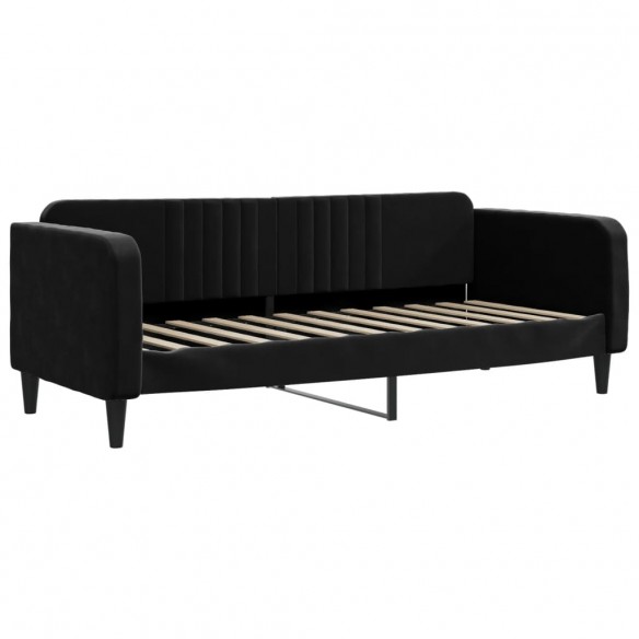 Lit de jour avec matelas noir 80x200 cm velours