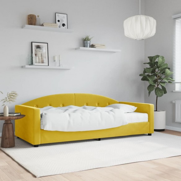 Lit de jour avec matelas jaune 90x200 cm velours