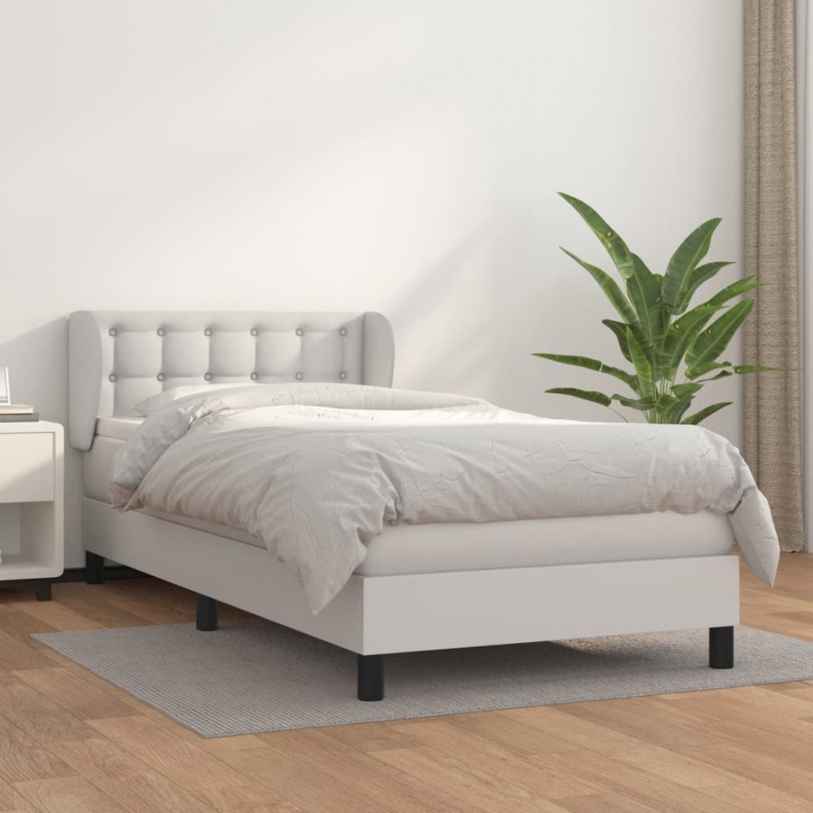 Cadre de lit avec matelas Blanc 90x190 cm Similicuir