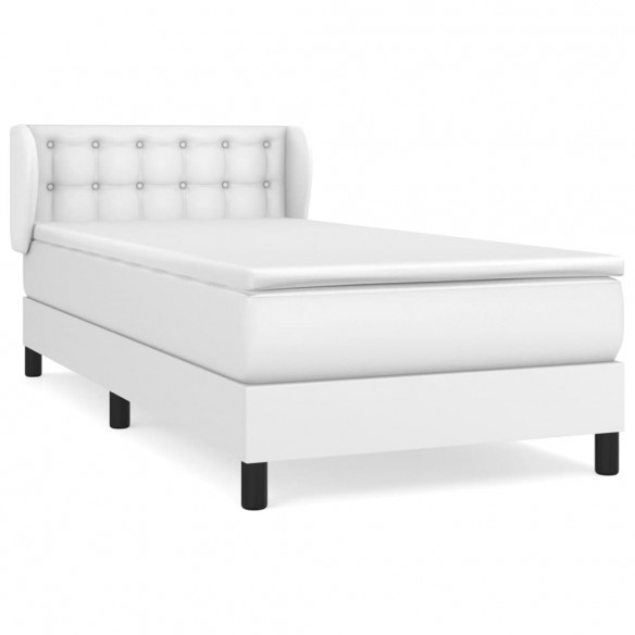 Cadre de lit avec matelas Blanc 90x190 cm Similicuir