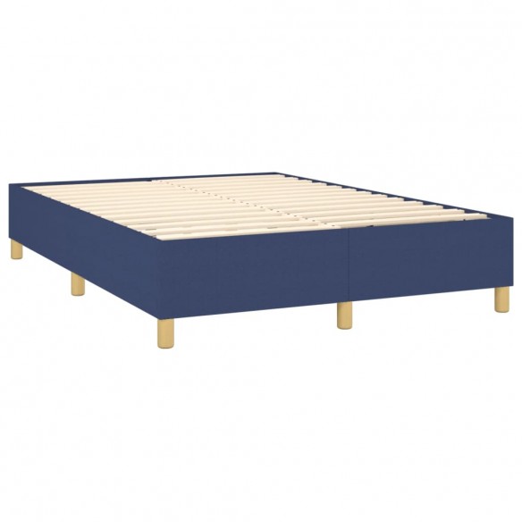 Cadre de lit matelas et LED Bleu 140x190 cm Tissu