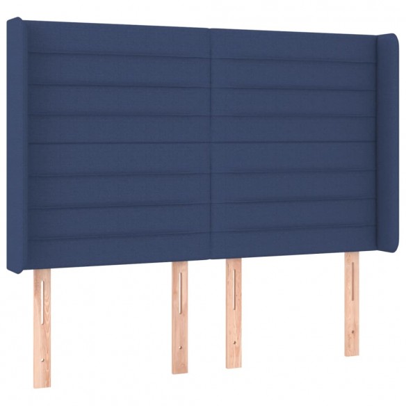 Cadre de lit matelas et LED Bleu 140x190 cm Tissu