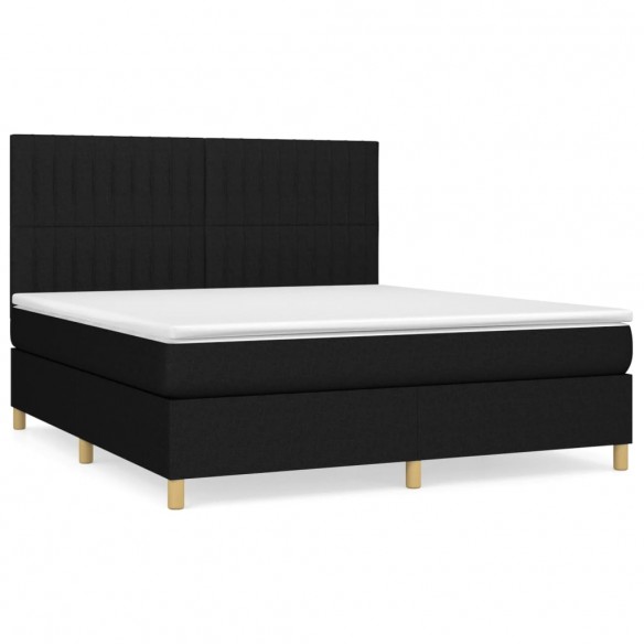 Cadre de lit avec matelas Noir 180x200 cm Tissu