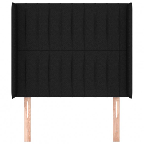 Tête de lit avec oreilles Noir 93x16x118/128 cm Tissu