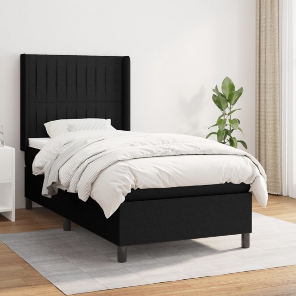 Cadre de lit avec matelas Noir 90x200 cm Tissu