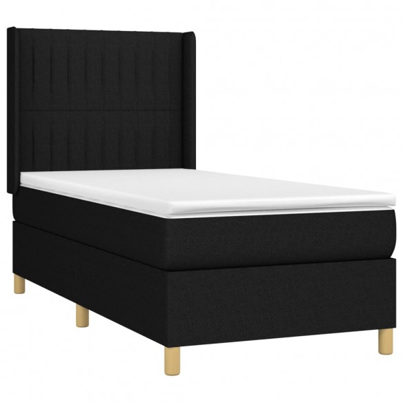 Cadre de lit avec matelas Noir 90x190 cm Tissu