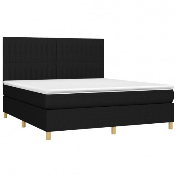 Cadre de lit et matelas et LED Noir 180x200 cm Tissu