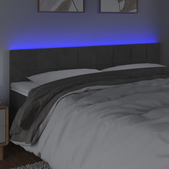 Tête de lit à LED Gris foncé 180x5x78/88 cm Velours